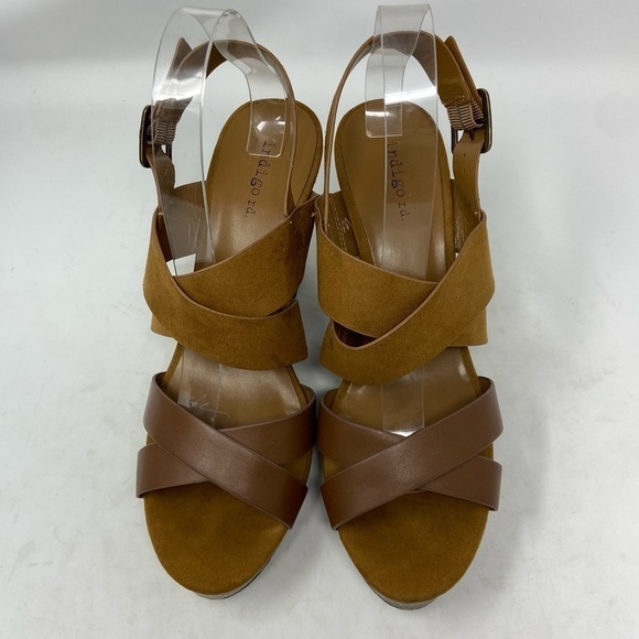 Indigo Rd. Karla Brown Open Toe Slingback Wedges - Picture 6 of 13